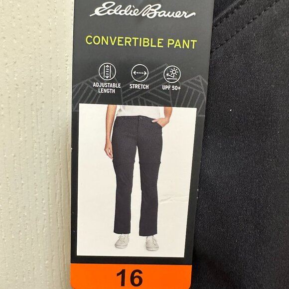 Eddie Bauer Women's Convertible Pant Size 16 Black Adjustable Length UPF 50+ NEW - Picture 1 of 15